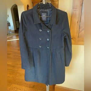 Gap girls wool blend navy blue dress coat